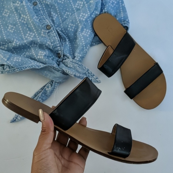 J. Crew double strap black sandals size 8 - Picture 2 of 6